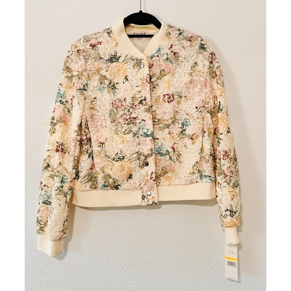 Nanette Lepore Floral Ivory Muti Color Lace Bomber Jacket, NWT - Picture 4 of 11